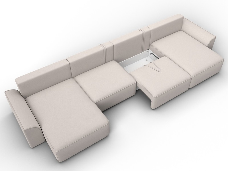 Диван П-образный Лига-048 НПБ лонг, Замша, JOLY 05 бежевый