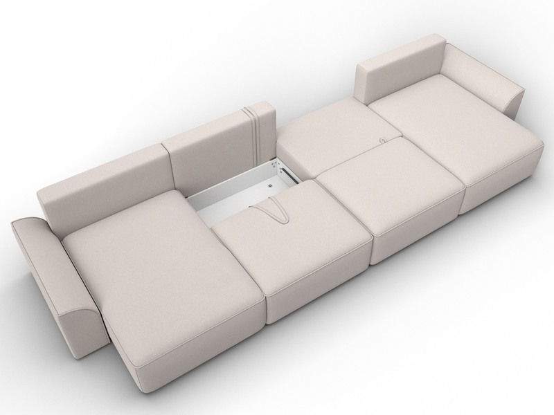 Диван П-образный Лига-048 НПБ лонг, Замша, JOLY 05 бежевый