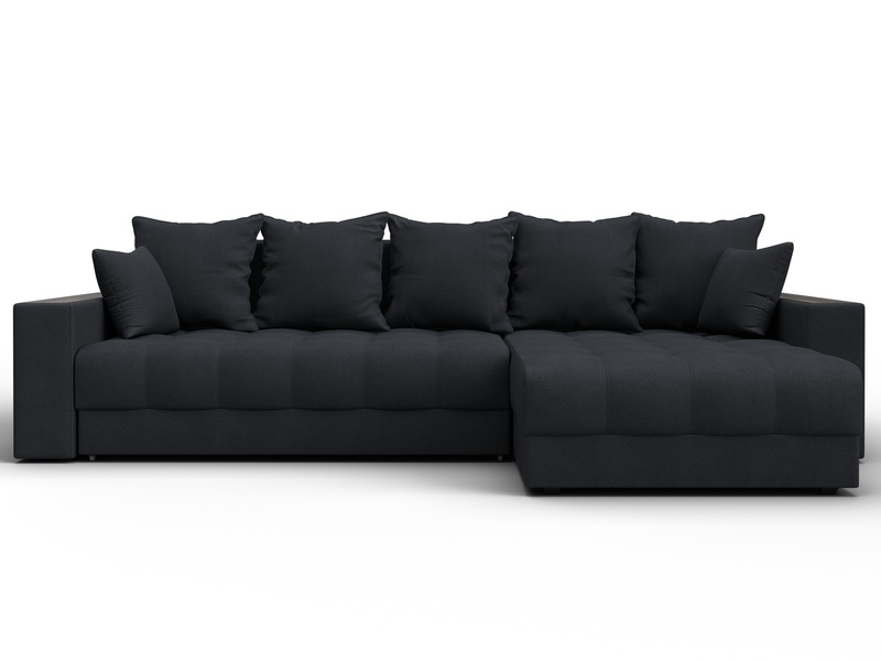 Диван угловой с декором и полкой Лига-050 НПБ, Замша, JOLY 16 темно-серый