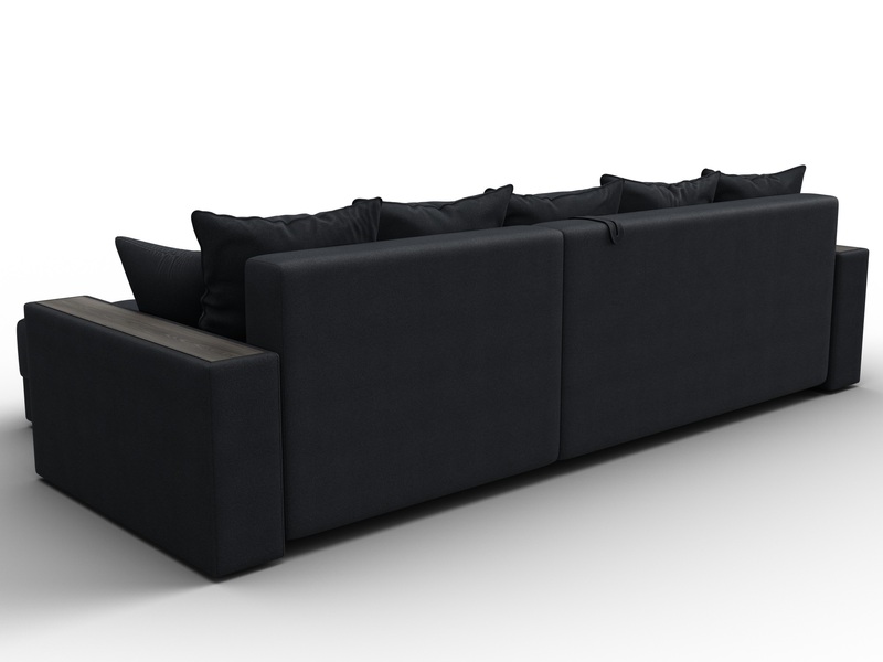 Диван угловой с декором и полкой Лига-050 НПБ, Замша, JOLY 16 темно-серый