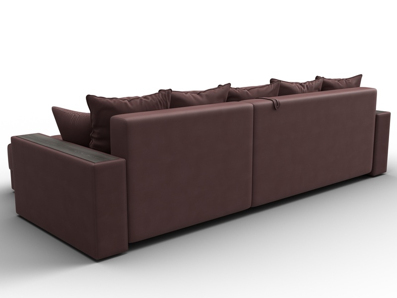 Диван угловой с декором и полкой Лига-050 НПБ, Замша, JOLY 09 бордовый