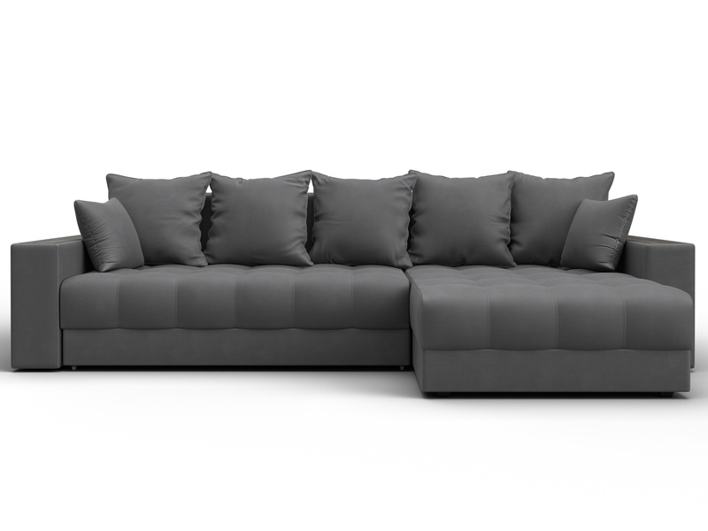 Диван угловой с декором и полкой Лига-050 НПБ, Замша, JOLY 13 серый