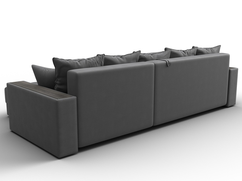 Диван угловой с декором и полкой Лига-050 НПБ, Замша, JOLY 13 серый