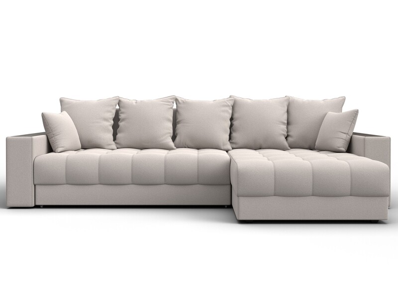 Диван угловой с декором и полкой Лига-050 НПБ, Замша, JOLY 05 бежевый