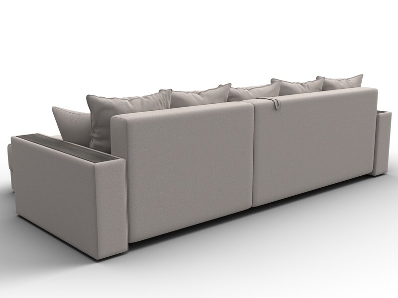 Диван угловой с декором и полкой Лига-050 НПБ, Замша, JOLY 05 бежевый