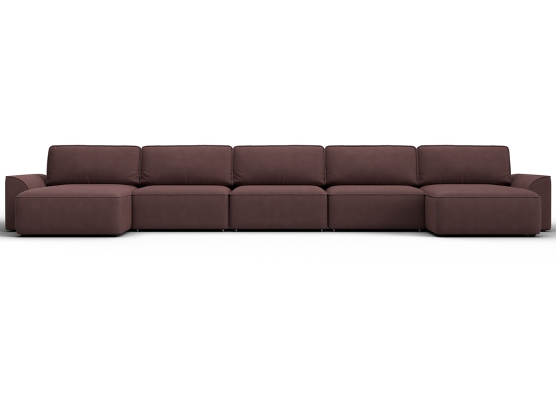 Диван П-образный Лига-048 НПБ МегаЛонг, Замша, JOLY 09 бордовый
