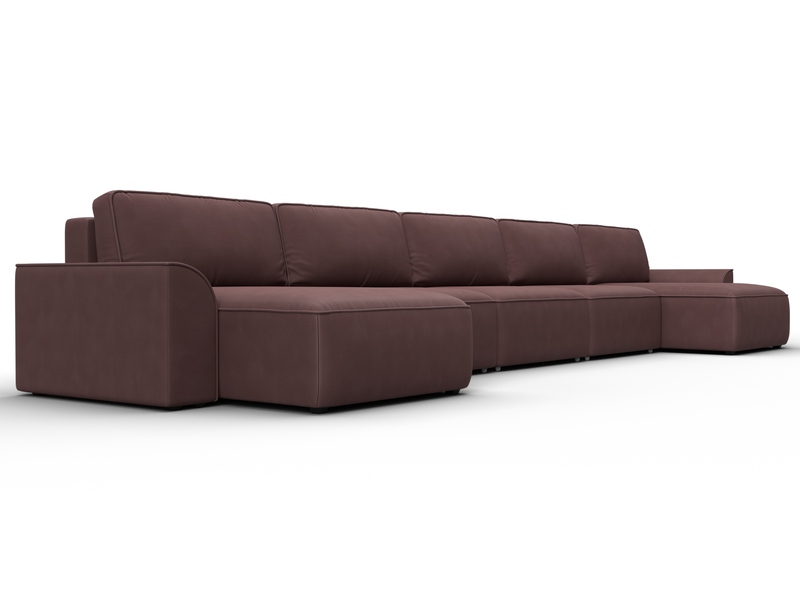 Диван П-образный Лига-048 НПБ МегаЛонг, Замша, JOLY 09 бордовый