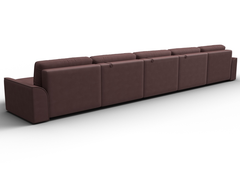 Диван П-образный Лига-048 НПБ МегаЛонг, Замша, JOLY 09 бордовый