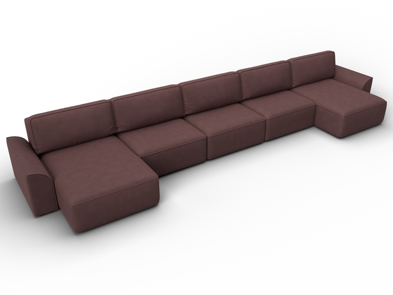 Диван П-образный Лига-048 НПБ МегаЛонг, Замша, JOLY 09 бордовый
