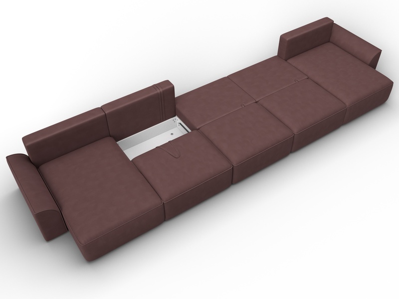 Диван П-образный Лига-048 НПБ МегаЛонг, Замша, JOLY 09 бордовый