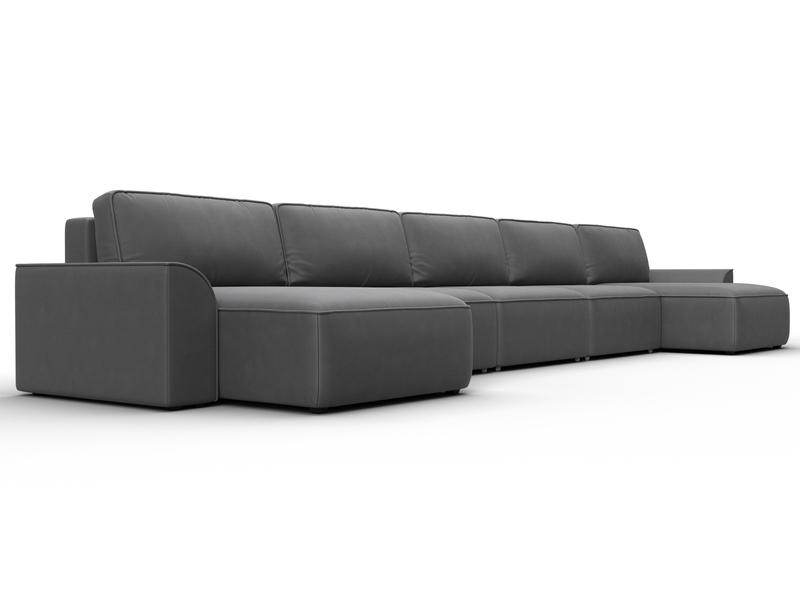 Диван П-образный Лига-048 НПБ МегаЛонг, Замша, JOLY 13 серый