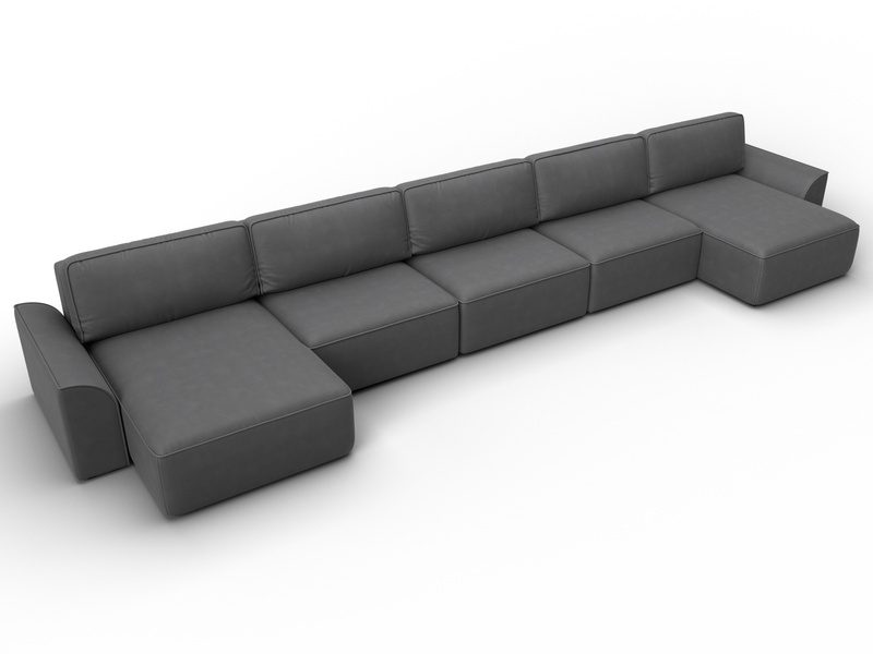 Диван П-образный Лига-048 НПБ МегаЛонг, Замша, JOLY 13 серый