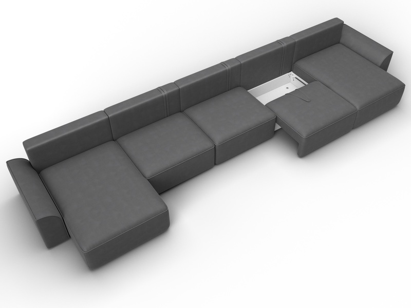 Диван П-образный Лига-048 НПБ МегаЛонг, Замша, JOLY 13 серый