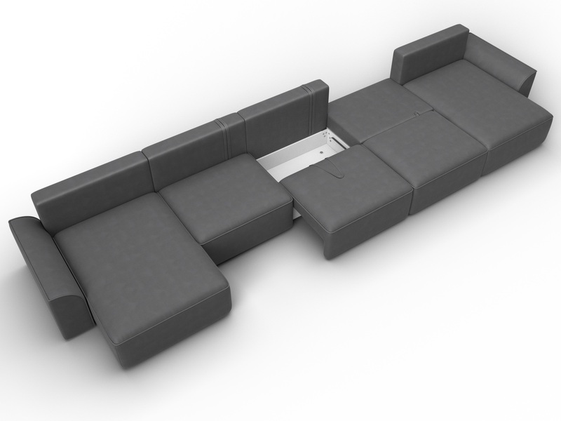 Диван П-образный Лига-048 НПБ МегаЛонг, Замша, JOLY 13 серый