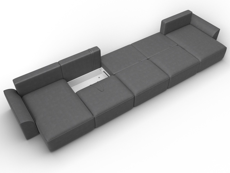 Диван П-образный Лига-048 НПБ МегаЛонг, Замша, JOLY 13 серый