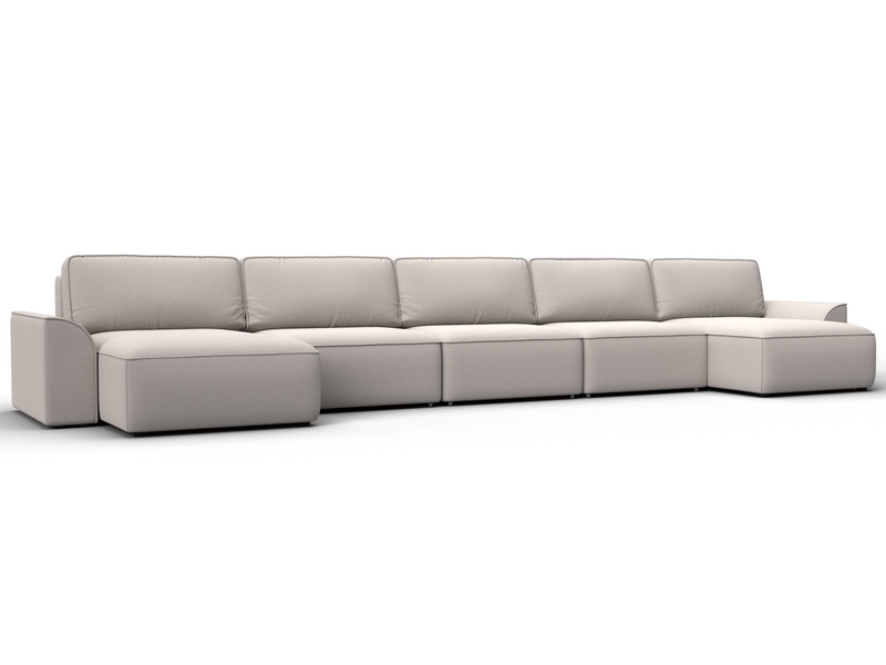 Диван П-образный Лига-048 НПБ МегаЛонг, Замша, JOLY 05 бежевый