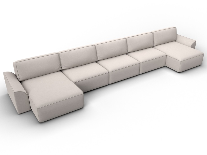 Диван П-образный Лига-048 НПБ МегаЛонг, Замша, JOLY 05 бежевый