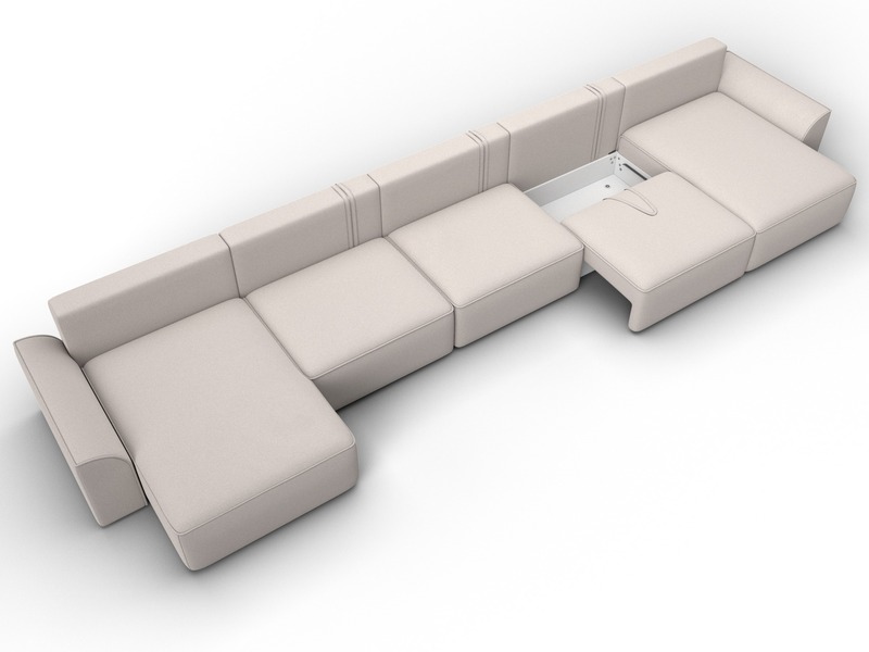 Диван П-образный Лига-048 НПБ МегаЛонг, Замша, JOLY 05 бежевый