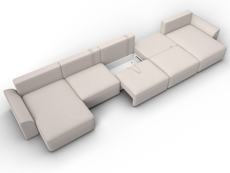 Диван П-образный Лига-048 НПБ МегаЛонг, Замша, JOLY 05 бежевый