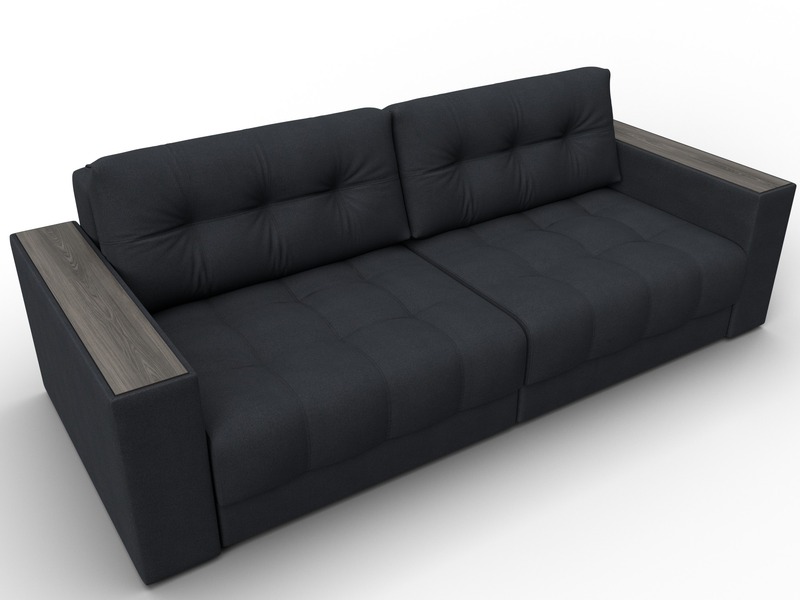 Диван прямой с декором Лига-049 НПБ, Замша, JOLY 16 темно-серый