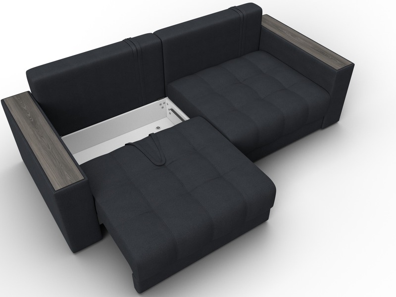 Диван прямой с декором Лига-049 НПБ, Замша, JOLY 16 темно-серый