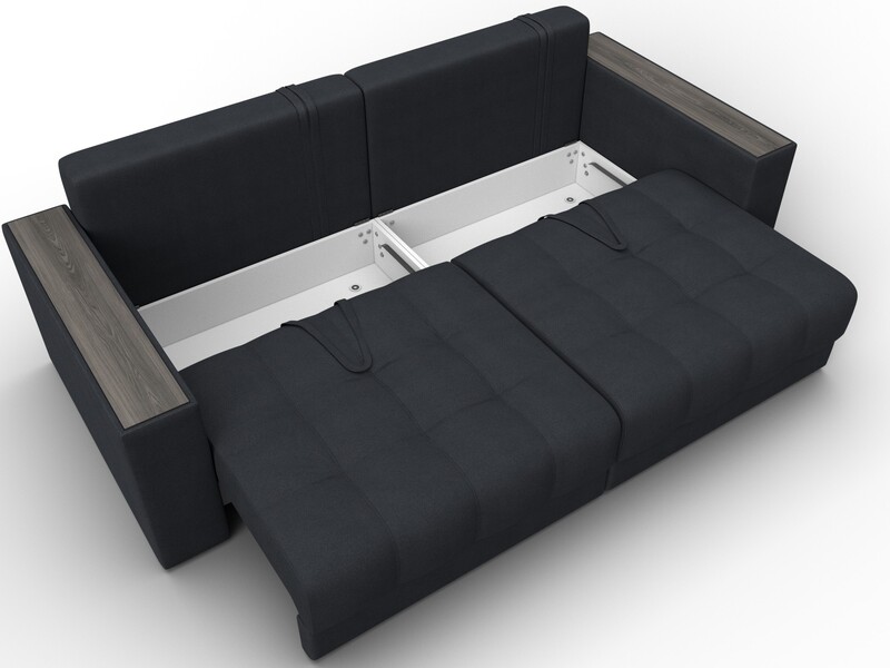 Диван прямой с декором Лига-049 НПБ, Замша, JOLY 16 темно-серый