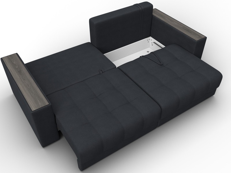 Диван прямой с декором Лига-049 НПБ, Замша, JOLY 16 темно-серый