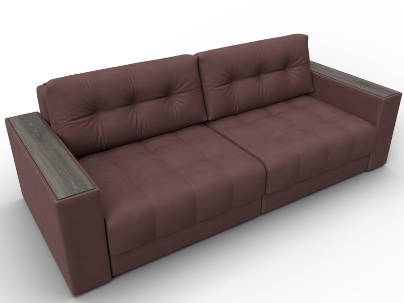 Диван прямой с декором Лига-049 НПБ, Замша, JOLY 09 бордовый