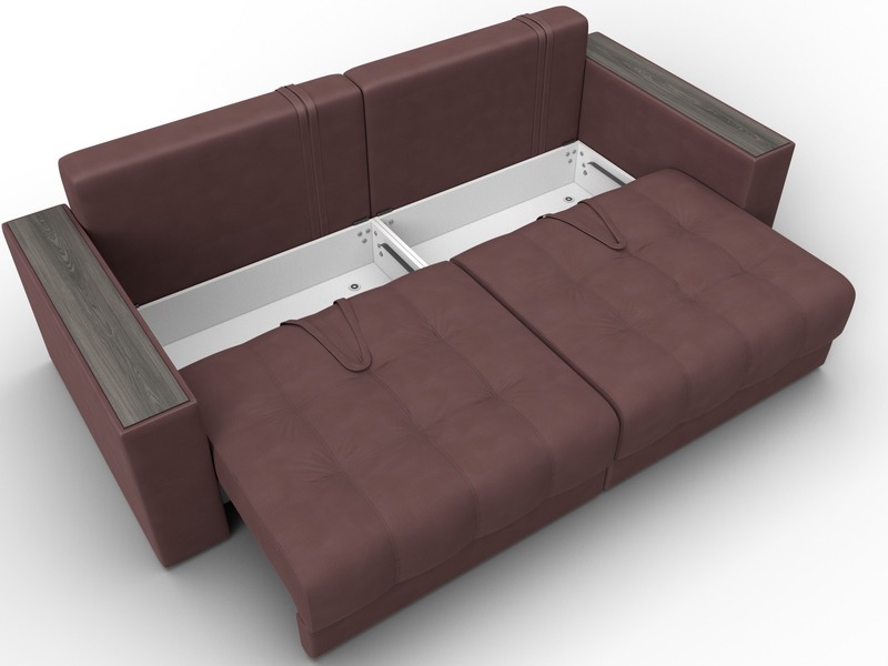 Диван прямой с декором Лига-049 НПБ, Замша, JOLY 09 бордовый