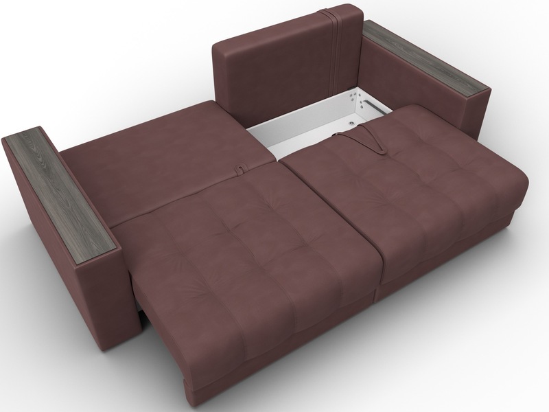 Диван прямой с декором Лига-049 НПБ, Замша, JOLY 09 бордовый