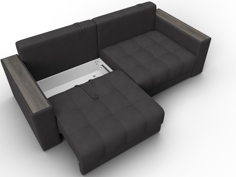 Диван прямой с декором Лига-049 НПБ, Замша, JOLY 08 коричневый