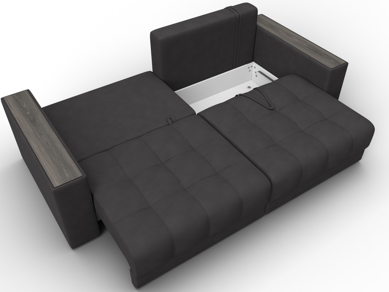 Диван прямой с декором Лига-049 НПБ, Замша, JOLY 08 коричневый