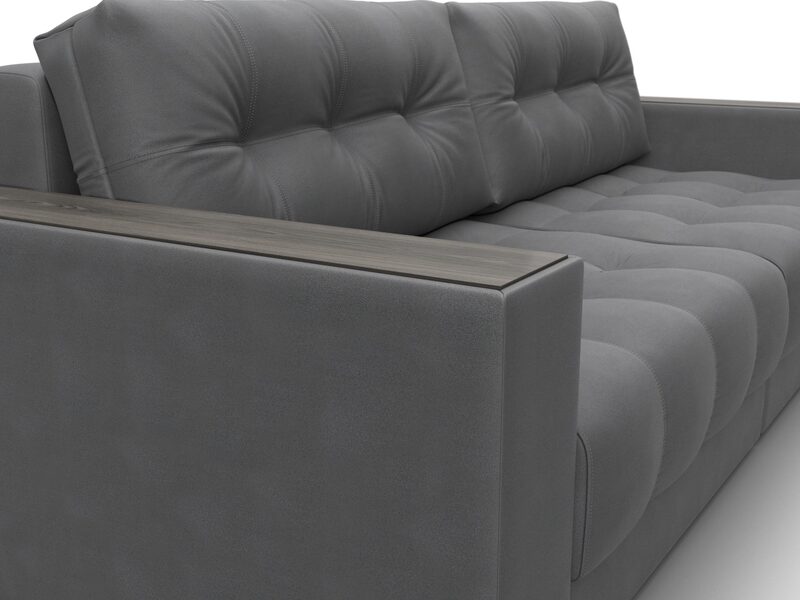 Диван прямой с декором Лига-049 НПБ, Замша, JOLY 13 серый