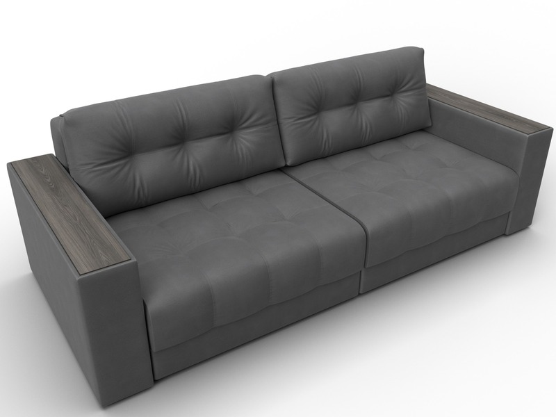 Диван прямой с декором Лига-049 НПБ, Замша, JOLY 13 серый