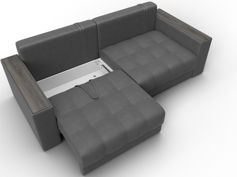 Диван прямой с декором Лига-049 НПБ, Замша, JOLY 13 серый