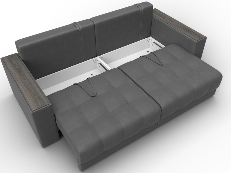 Диван прямой с декором Лига-049 НПБ, Замша, JOLY 13 серый