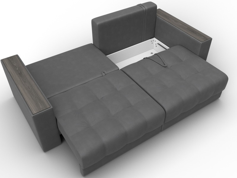 Диван прямой с декором Лига-049 НПБ, Замша, JOLY 13 серый