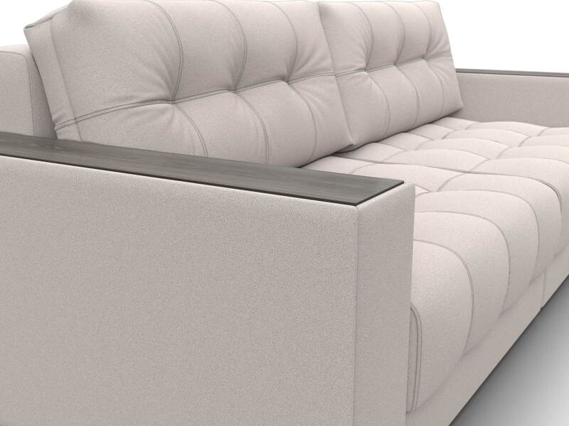 Диван прямой с декором Лига-049 НПБ, Замша, JOLY 05 бежевый