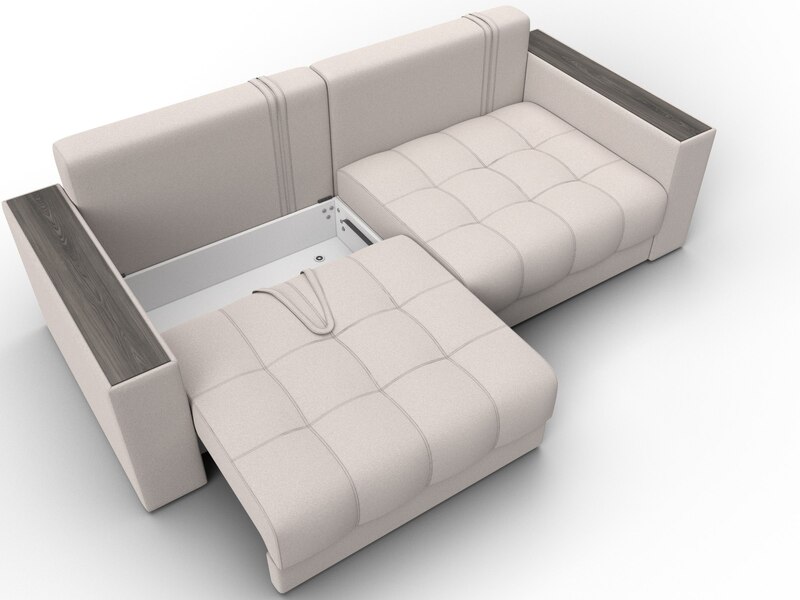 Диван прямой с декором Лига-049 НПБ, Замша, JOLY 05 бежевый