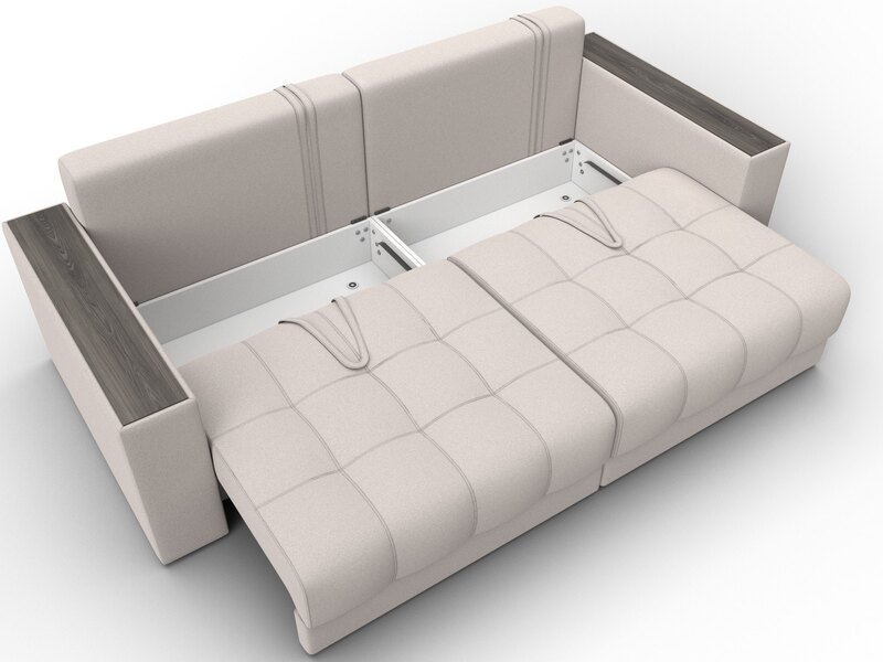 Диван прямой с декором Лига-049 НПБ, Замша, JOLY 05 бежевый