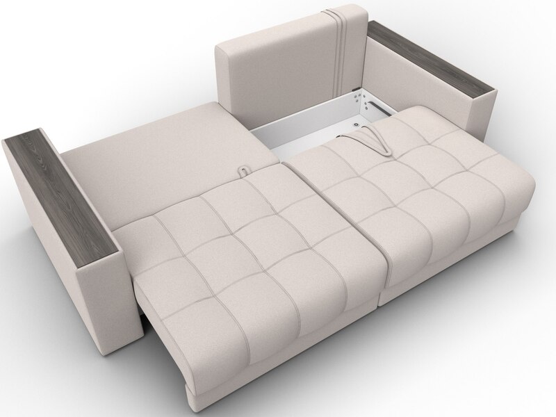 Диван прямой с декором Лига-049 НПБ, Замша, JOLY 05 бежевый