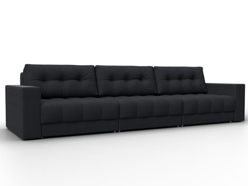 Диван прямой с декором Лига-049 НПБ Лонг, Замша, JOLY 16 темно-серый