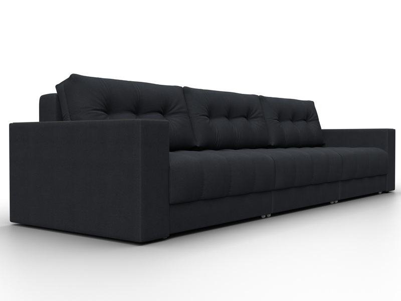 Диван прямой с декором Лига-049 НПБ Лонг, Замша, JOLY 16 темно-серый