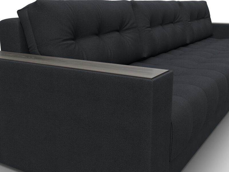 Диван прямой с декором Лига-049 НПБ Лонг, Замша, JOLY 16 темно-серый