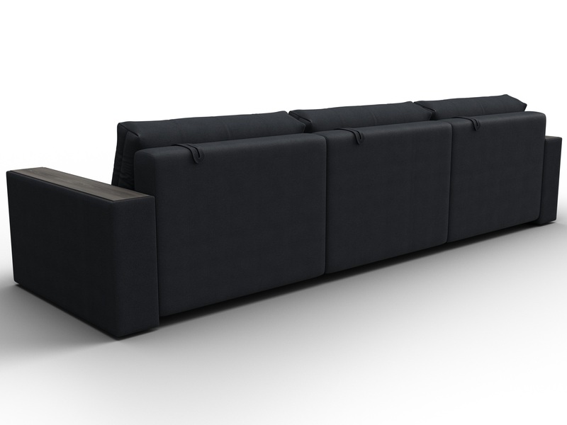 Диван прямой с декором Лига-049 НПБ Лонг, Замша, JOLY 16 темно-серый