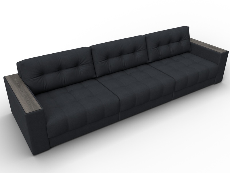 Диван прямой с декором Лига-049 НПБ Лонг, Замша, JOLY 16 темно-серый