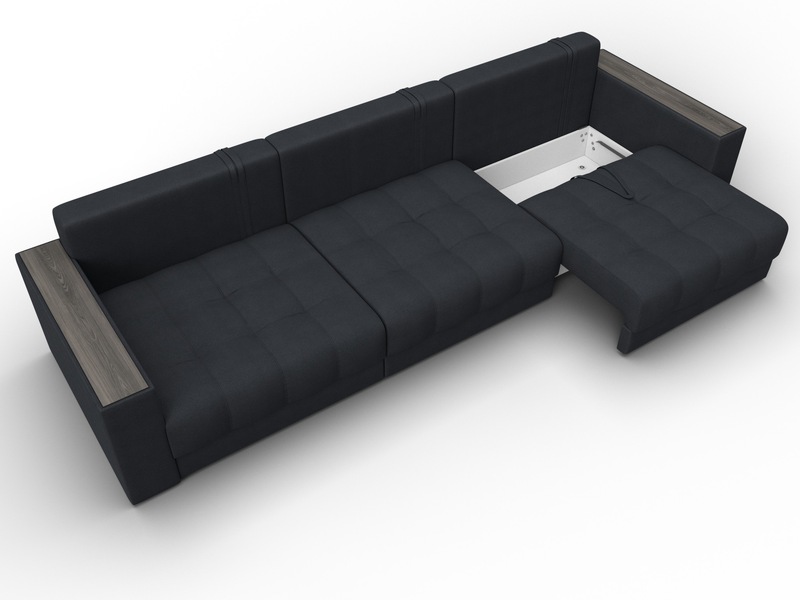 Диван прямой с декором Лига-049 НПБ Лонг, Замша, JOLY 16 темно-серый