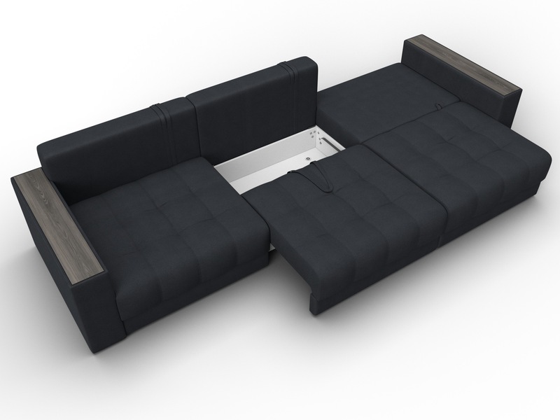 Диван прямой с декором Лига-049 НПБ Лонг, Замша, JOLY 16 темно-серый