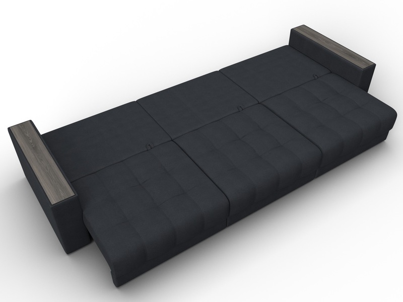 Диван прямой с декором Лига-049 НПБ Лонг, Замша, JOLY 16 темно-серый