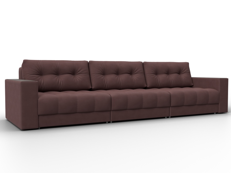 Диван прямой с декором Лига-049 НПБ Лонг, Замша, JOLY 09 бордовый